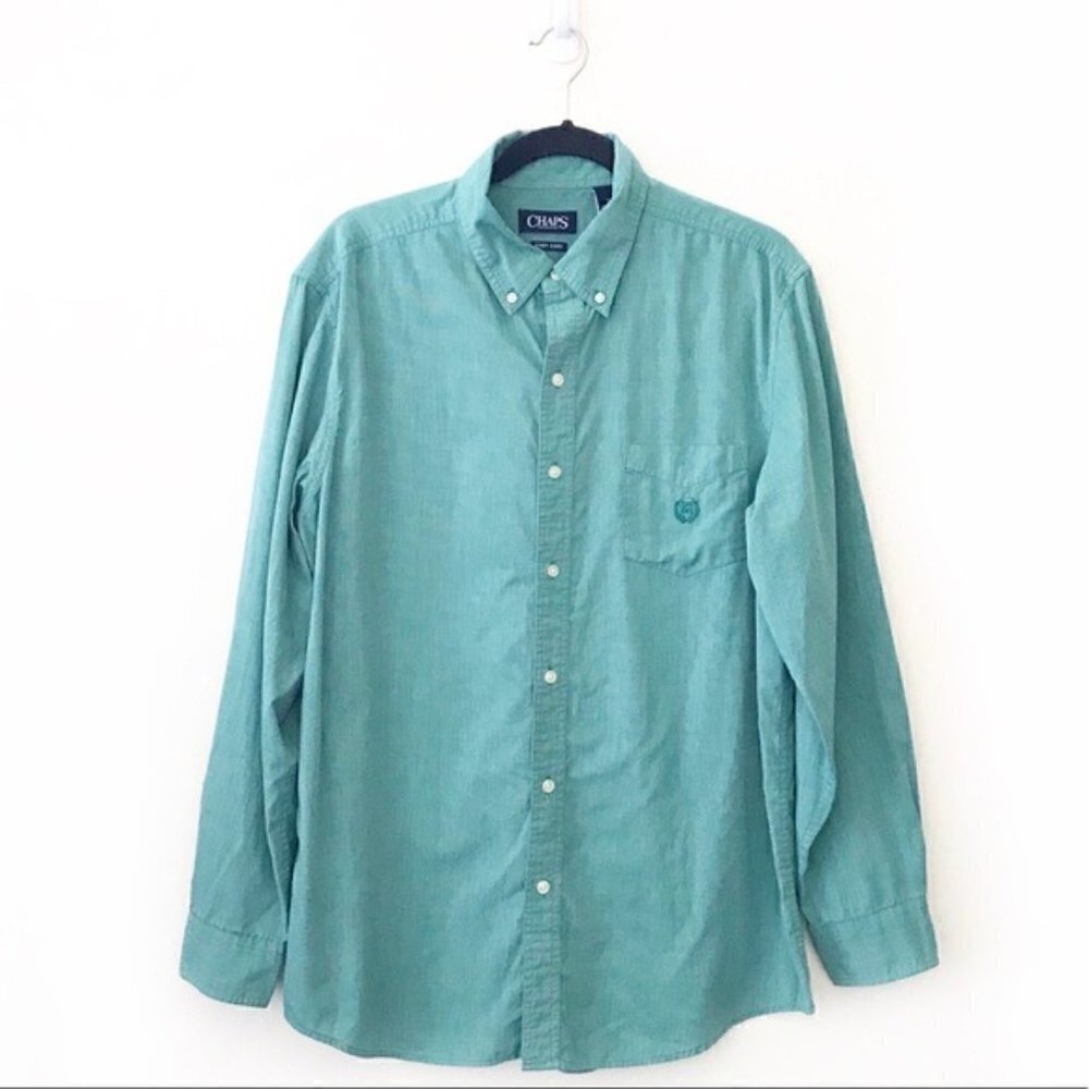Chaps Easy Care Teal Button Down Shirt